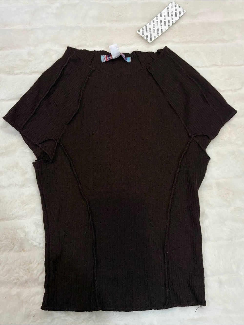 Urban Outfitters Brown Short Sleeve Textured Knit Top